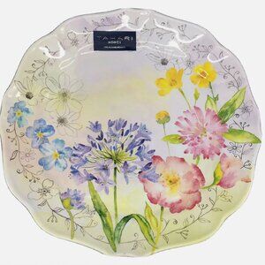 x4 Tahari Floral Garden MELAMINE Dinner Plate Set Easter Spring Summer Yellow